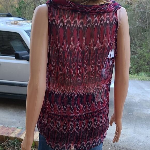 Converse sleeveless cowl neckline sheer blouse - Picture 3 of 5